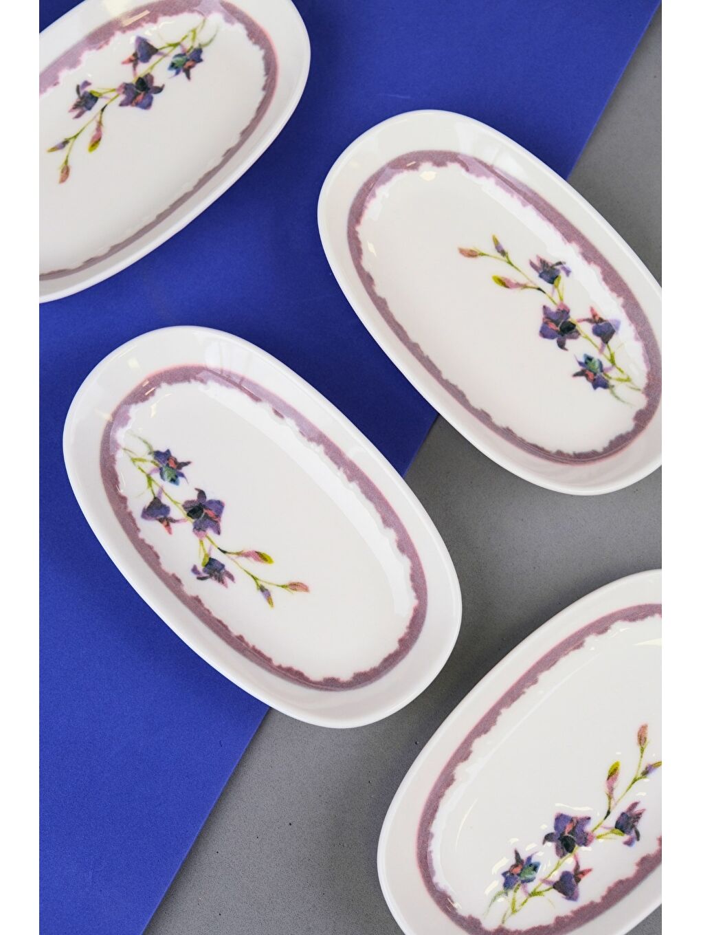 Karışık Porselen Morden Oval Kayık Tabak 15x8,5x2cm 4 Parça-1