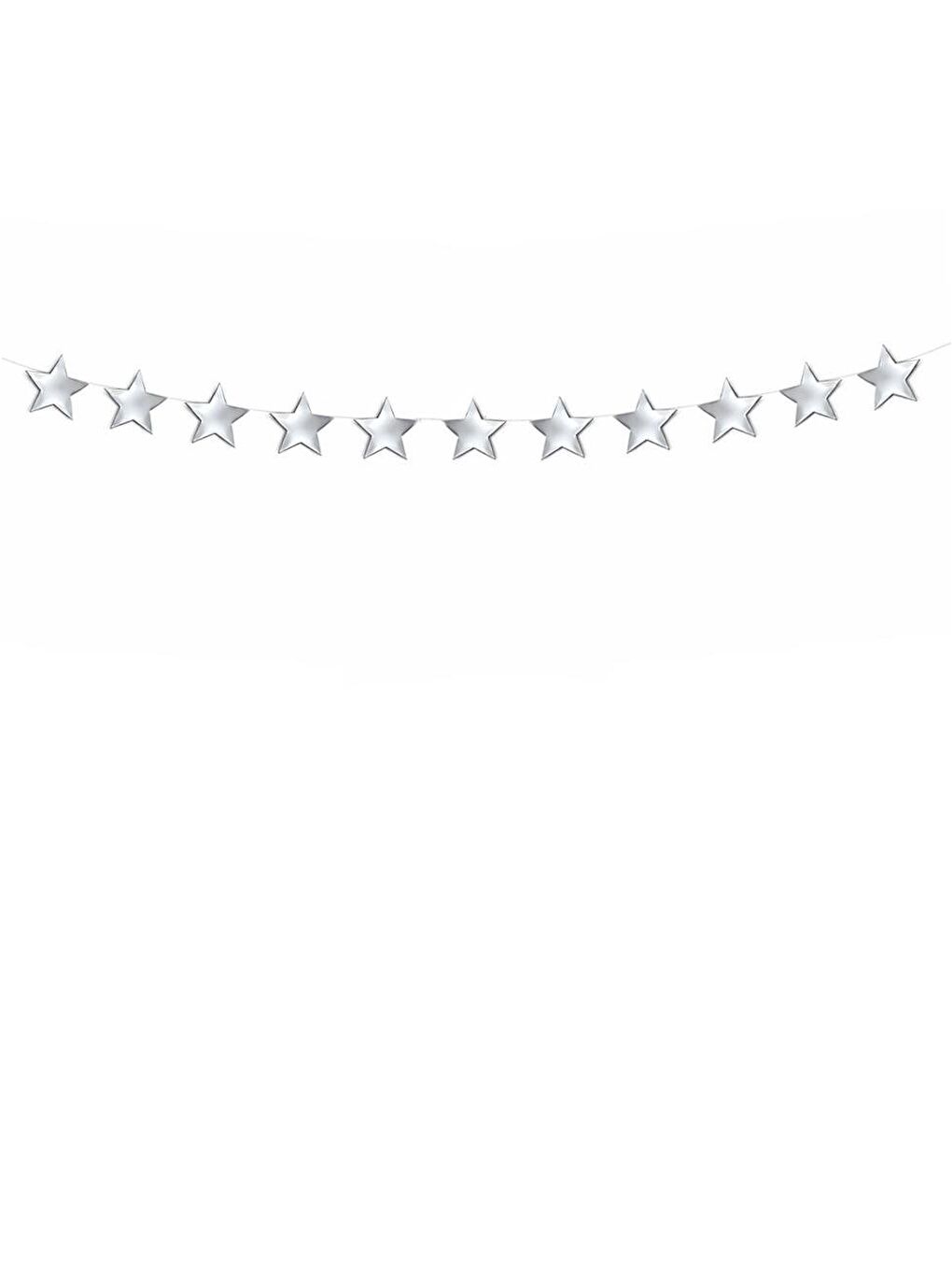 Gri Hoşgeldin Ramazan Duvar Dekoru Yıldız Sarkı Süs Gümüş 5 m-2