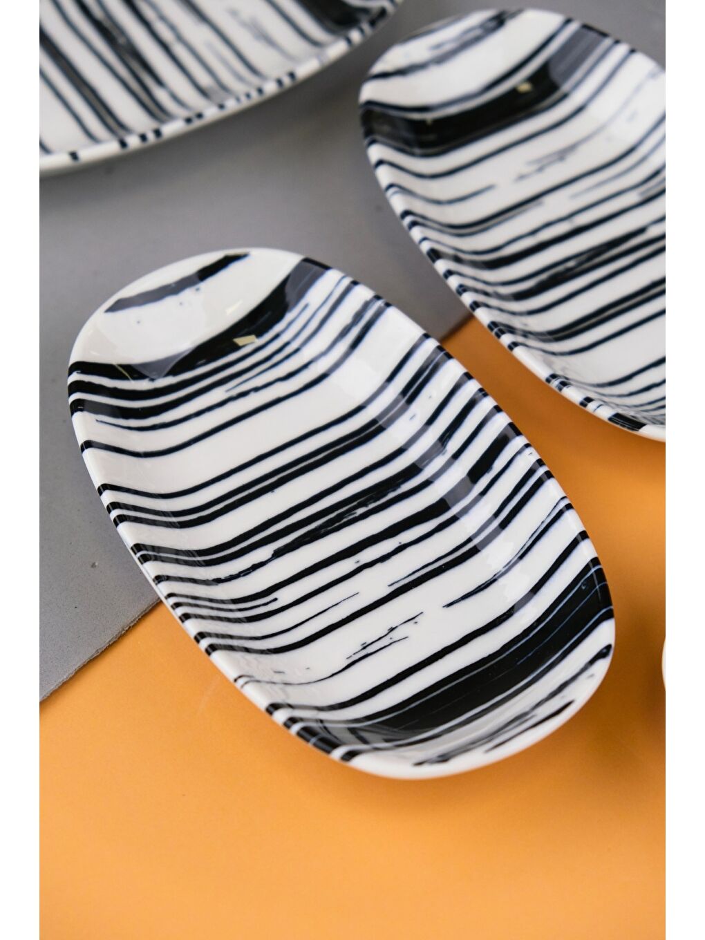Karışık Porselen Sidereal Oval Kayık Tabak 15x8,5x2cm 4 Parça-1