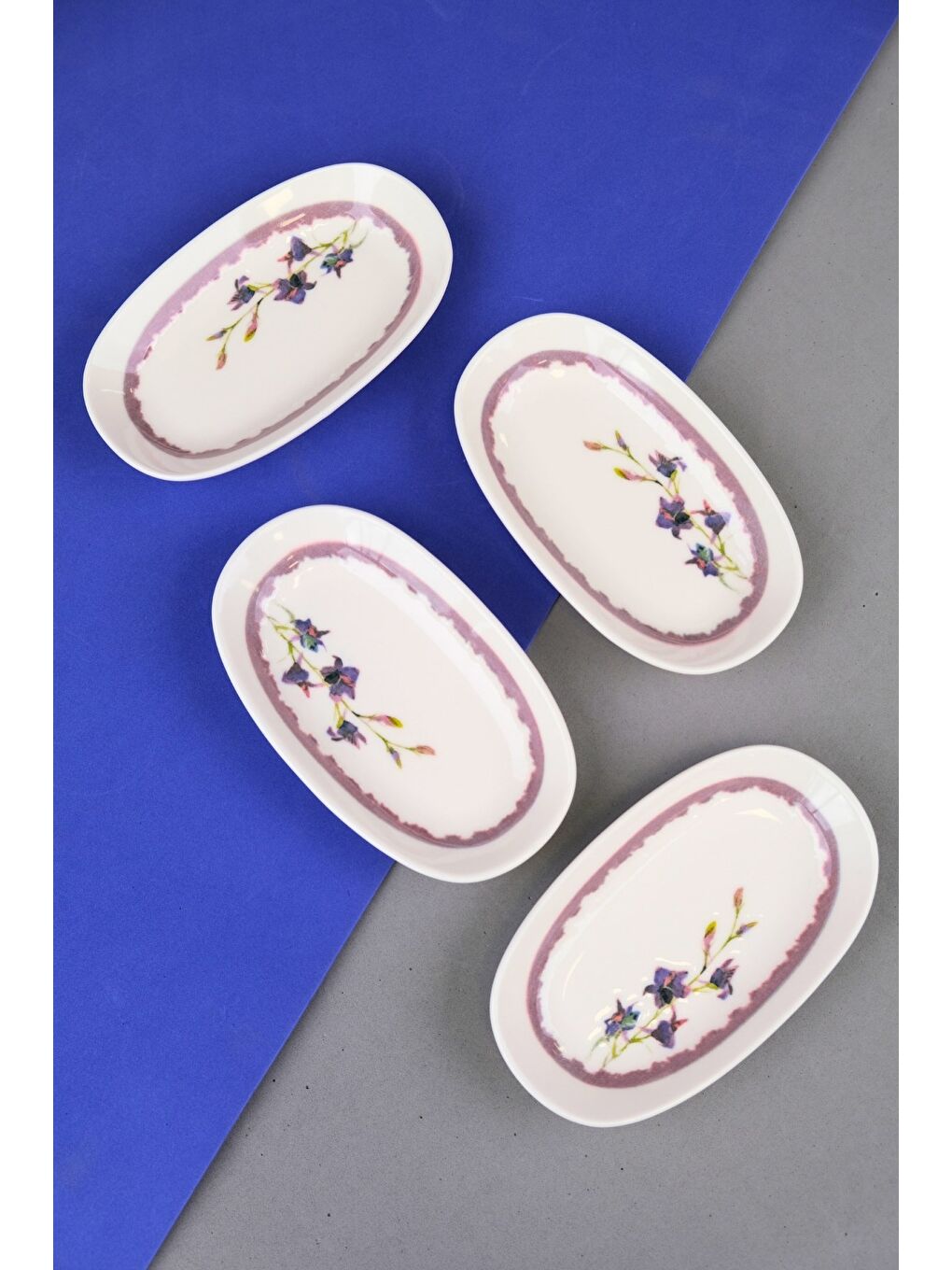 Karışık Porselen Morden Oval Kayık Tabak 15x8,5x2cm 4 Parça-3