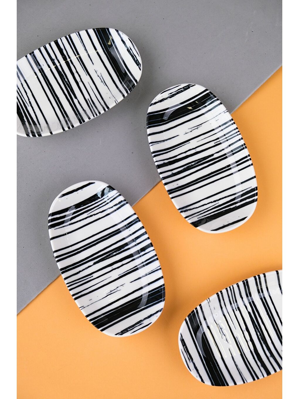 Karışık Porselen Sidereal Oval Kayık Tabak 15x8,5x2cm 4 Parça-2