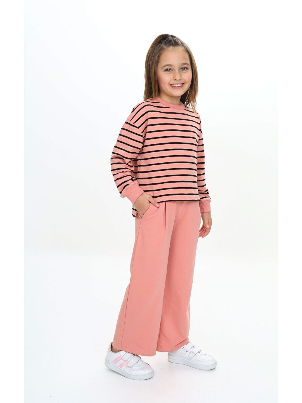 Mercan Kız Çocuk Çizgili Eşofman Takım-2