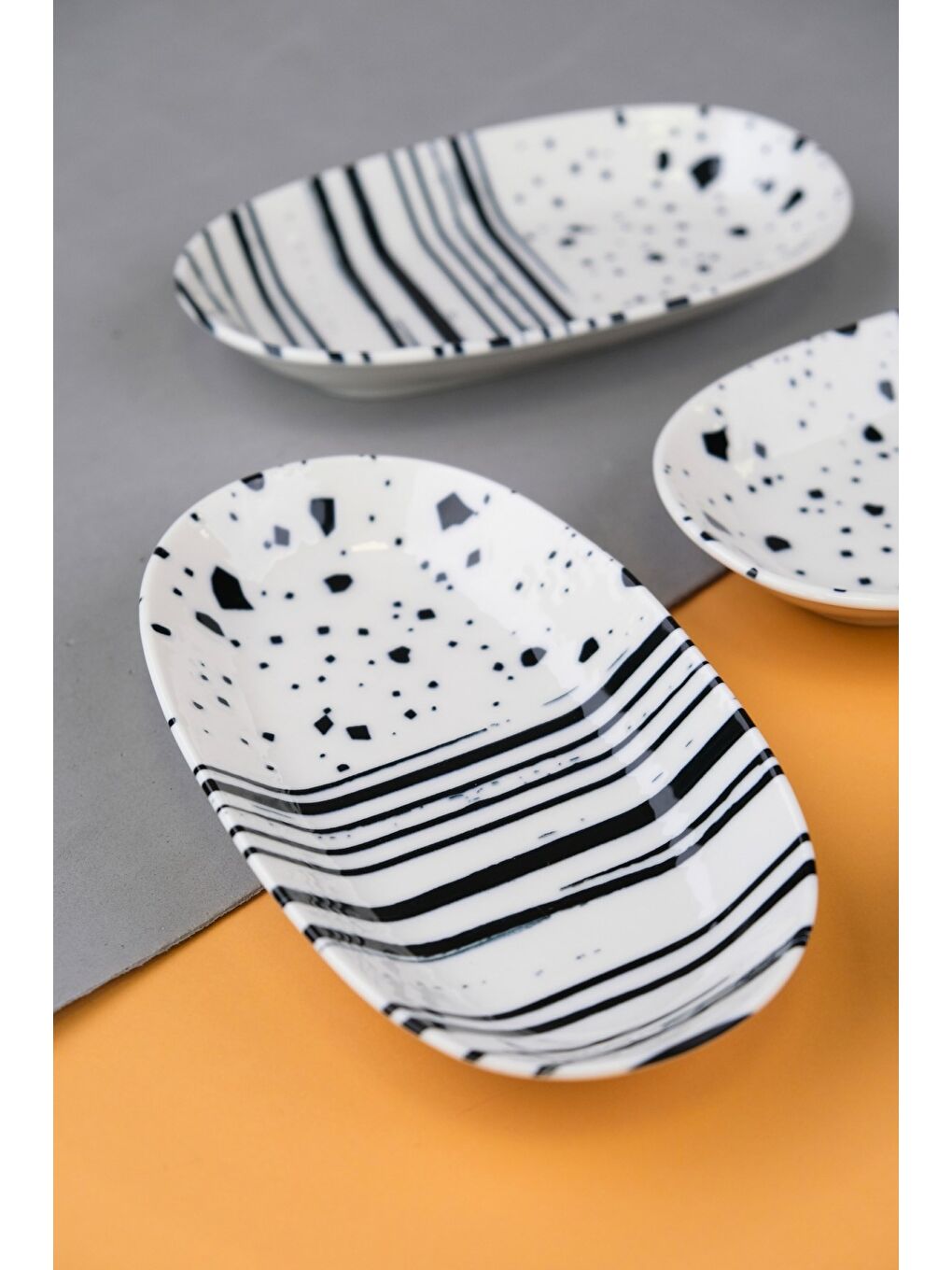 Karışık Porselen Sidereal Oval Kayık Tabak 19x11x2,50cm 4 Parça-1