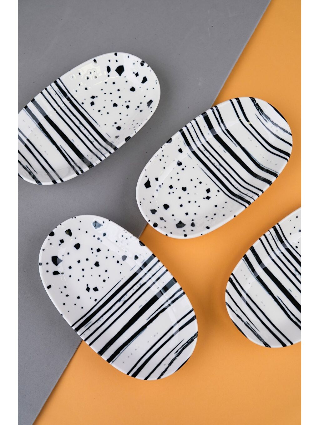 Karışık Porselen Sidereal Oval Kayık Tabak 19x11x2,50cm 4 Parça-2