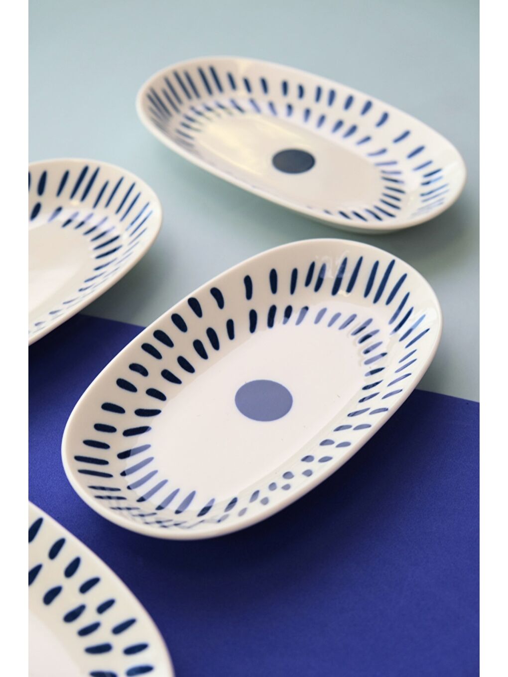 Karışık Porselen Spotty Oval Kayık Tabak 19x11x2,50cm 4 Parça-1