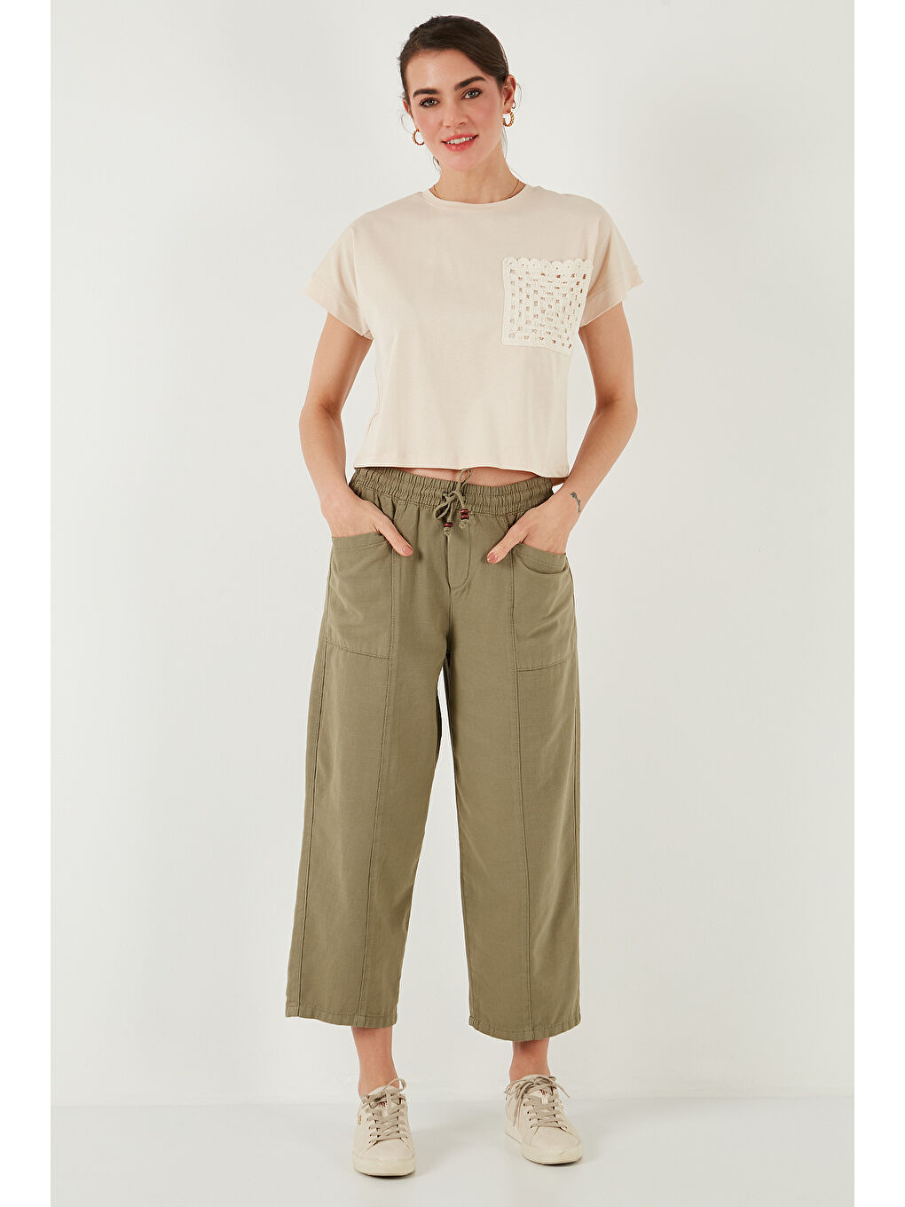 Gri Pamuklu Tek Cepli Regular Fit Bisiklet Yaka T Shirt 5865818-1