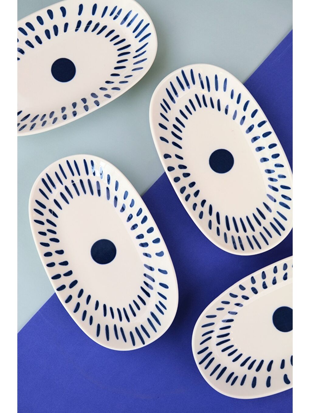Karışık Porselen Spotty Oval Kayık Tabak 19x11x2,50cm 4 Parça-2
