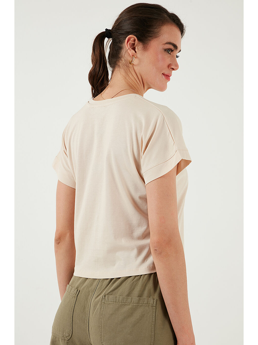 Gri Pamuklu Tek Cepli Regular Fit Bisiklet Yaka T Shirt 5865818-5