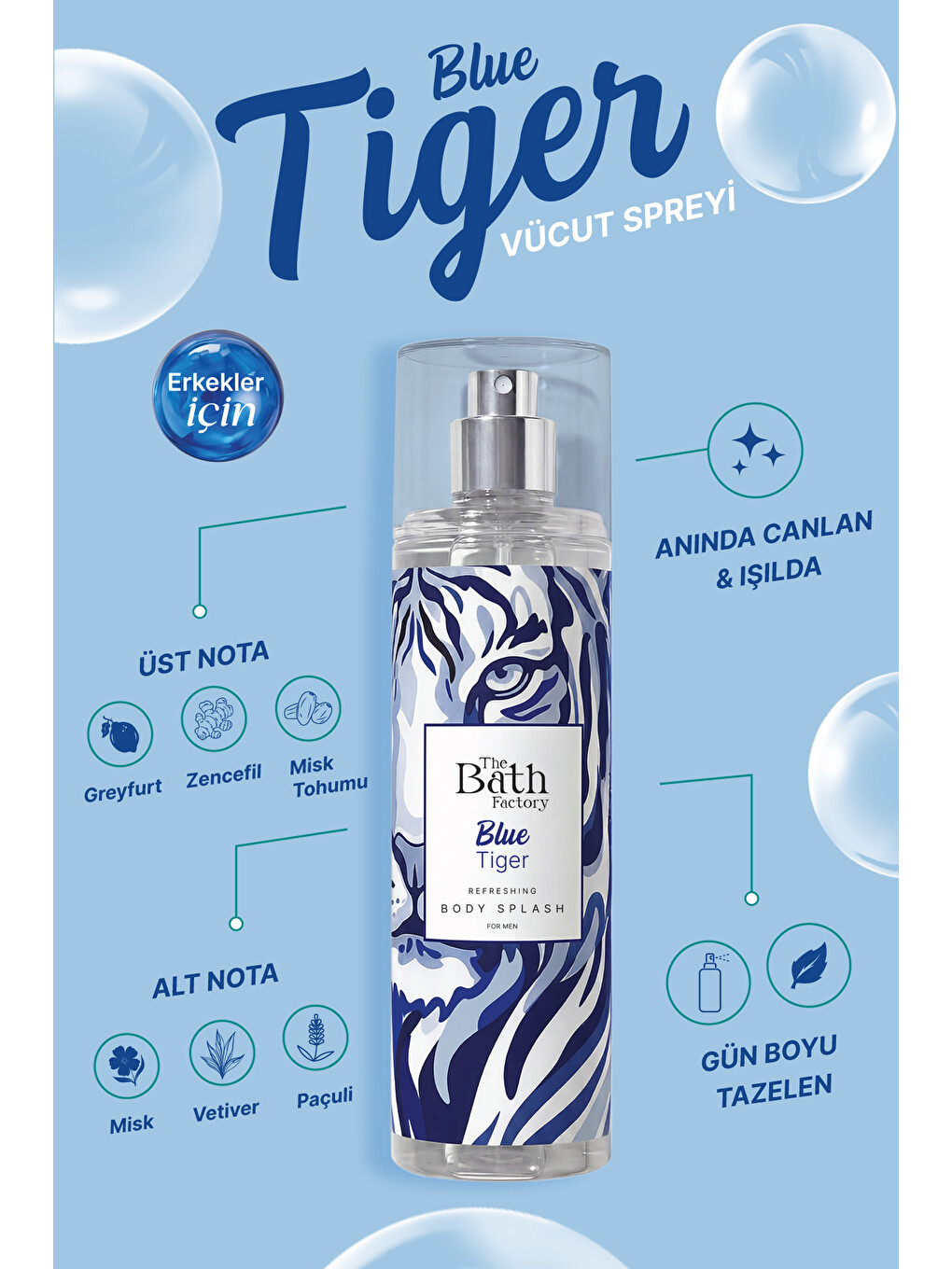Blue Tiger Erkekler İçin Vücut Spreyi 200 ML-7