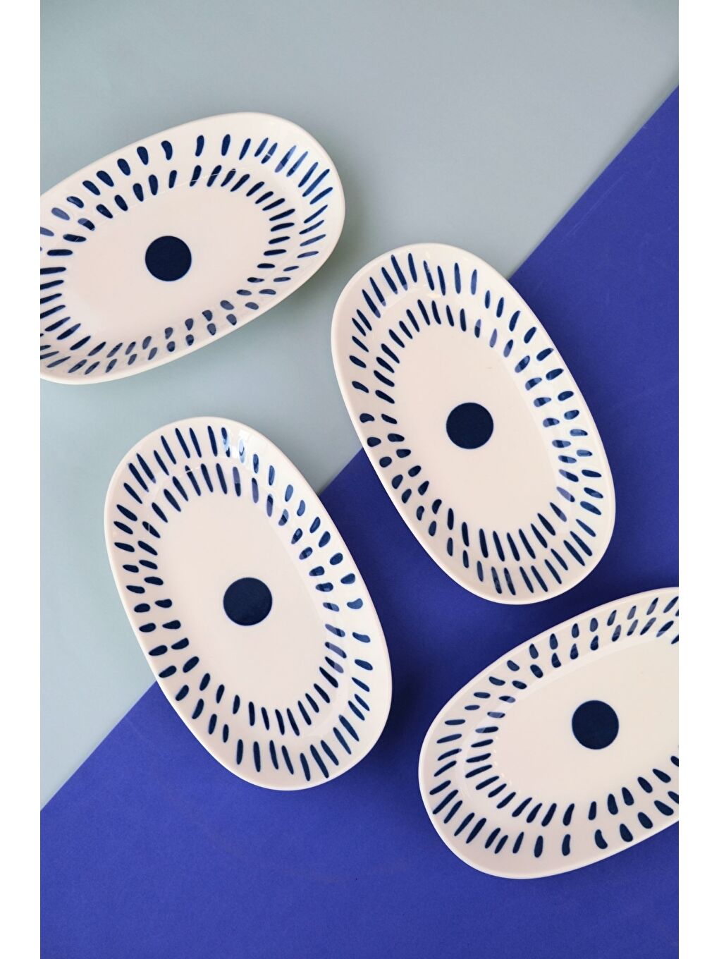 Karışık Porselen Spotty Oval Kayık Tabak 19x11x2,50cm 4 Parça-3