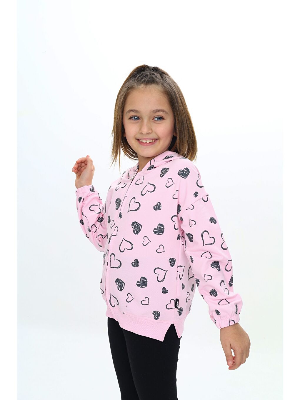 Pembe Kız Çocuk Kapüşonlu Hırka-1