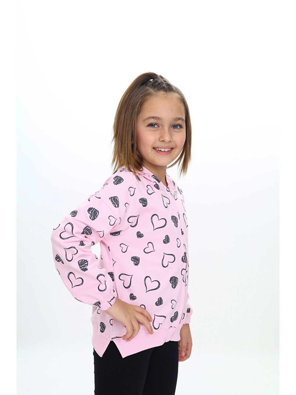 Pembe Kız Çocuk Kapüşonlu Hırka-2