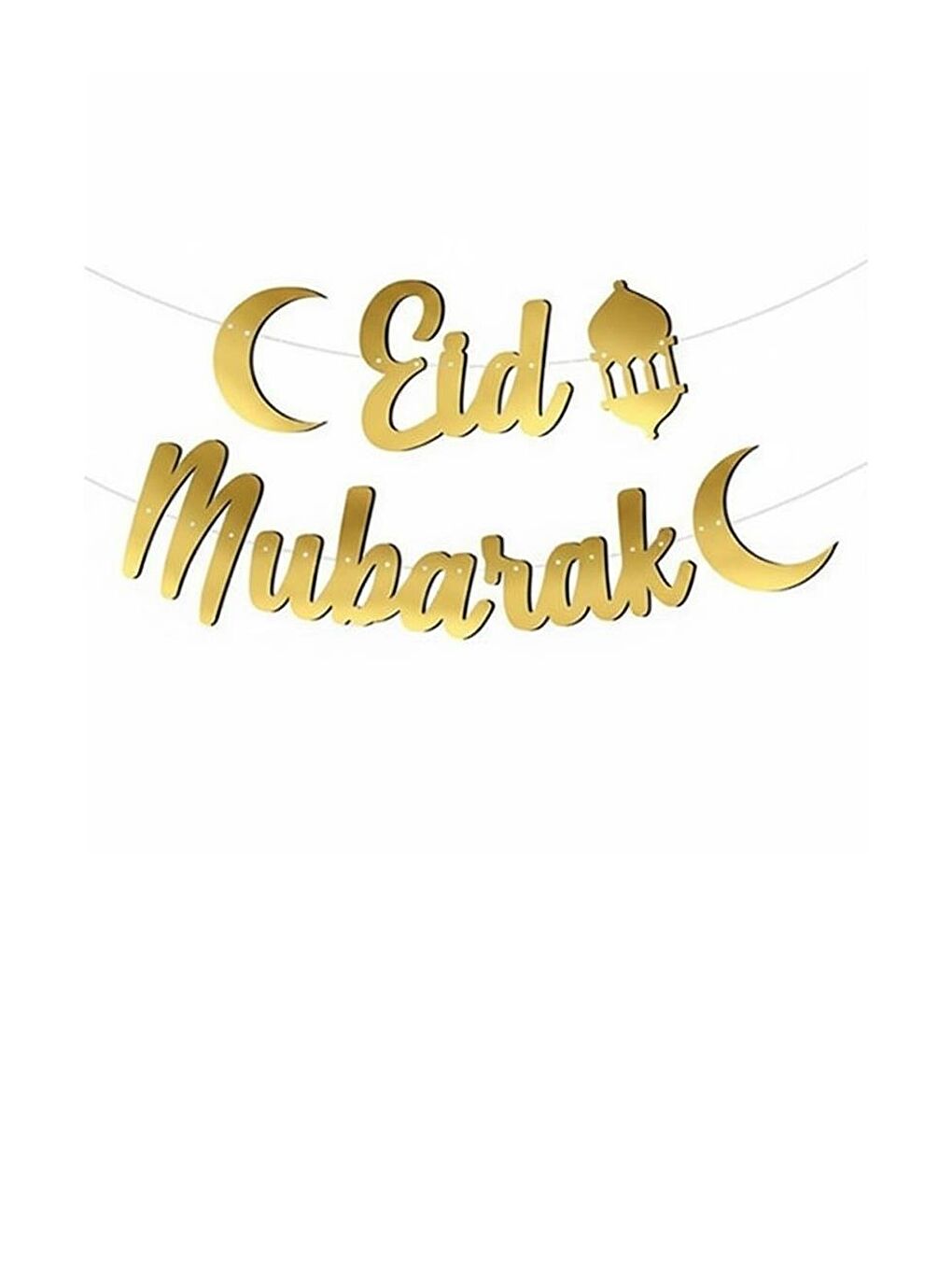 Sarı Eid Mubarek Kaligrafi Duvar Yazısı Ramazan Süsü Altın Renk-1