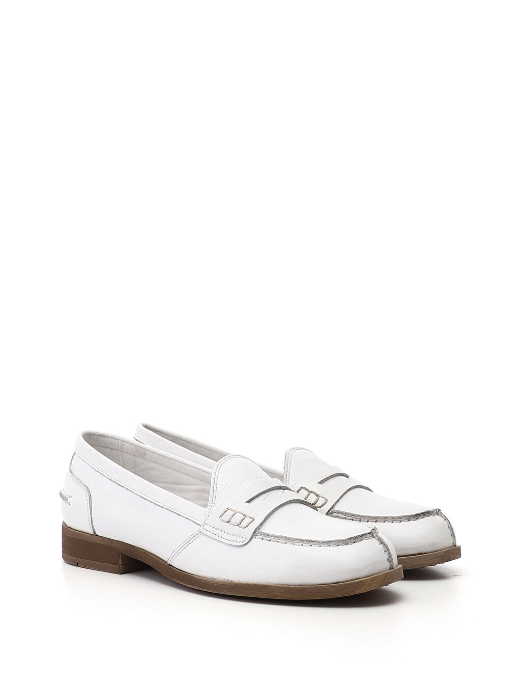 Beyaz Kadın CANLI BEYAZ Hakiki Deri Loafer Ayakkabı-1