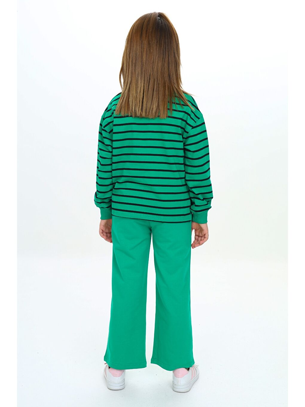 Yeşil Kız Çocuk Çizgili Eşofman Takım-3