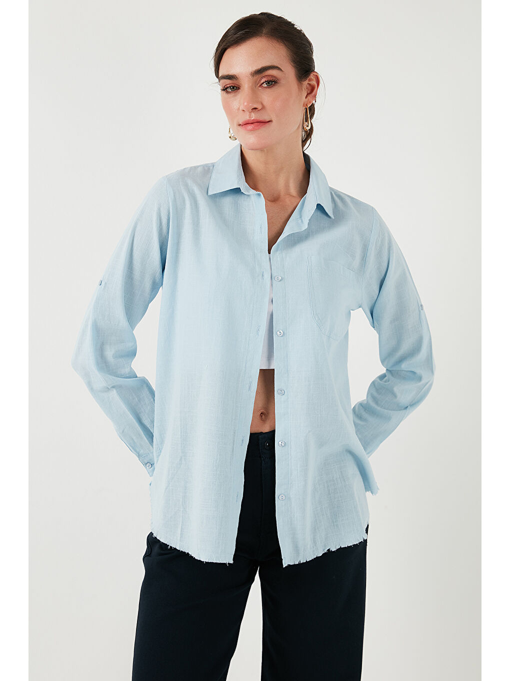 Lela Mavi Pamuklu Regular Fit Cepli Gömlek Cf25S16992 - 3