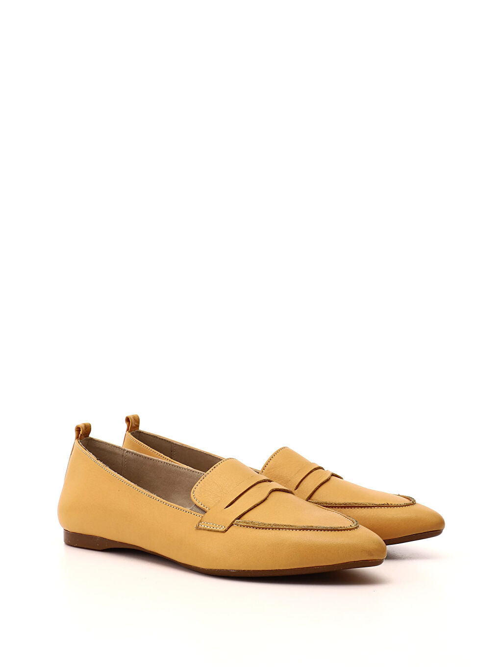 Kahverengi Kadın A.HARDAL Sivri Burun Düz Taban Hakiki Deri Babet-1