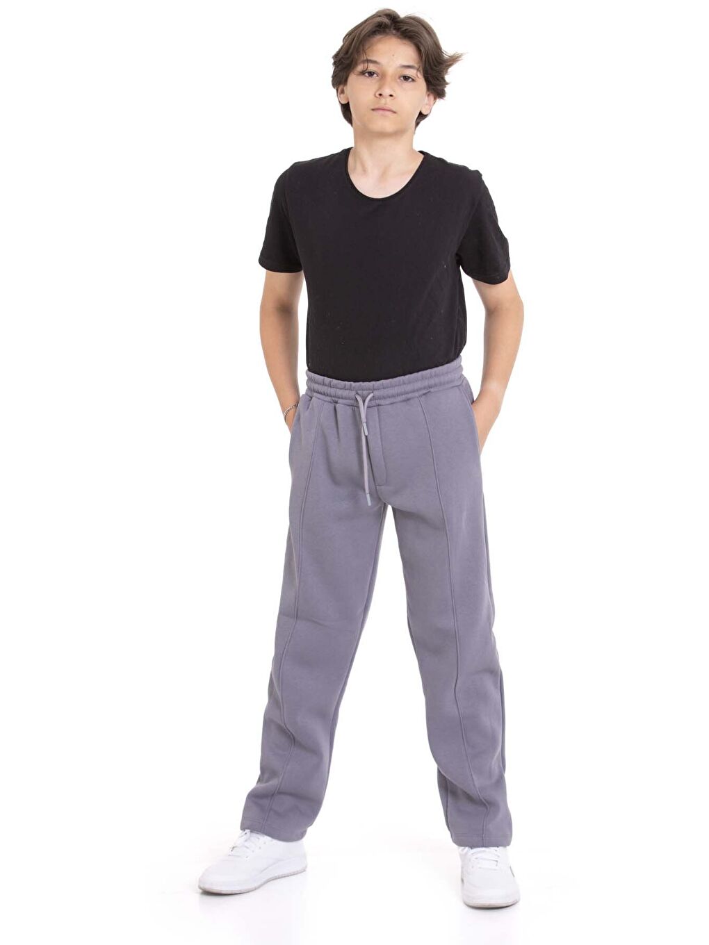 Gri Erkek Çocuk Çima Detaylı Şardonlu Eşofman Altı 21471-1