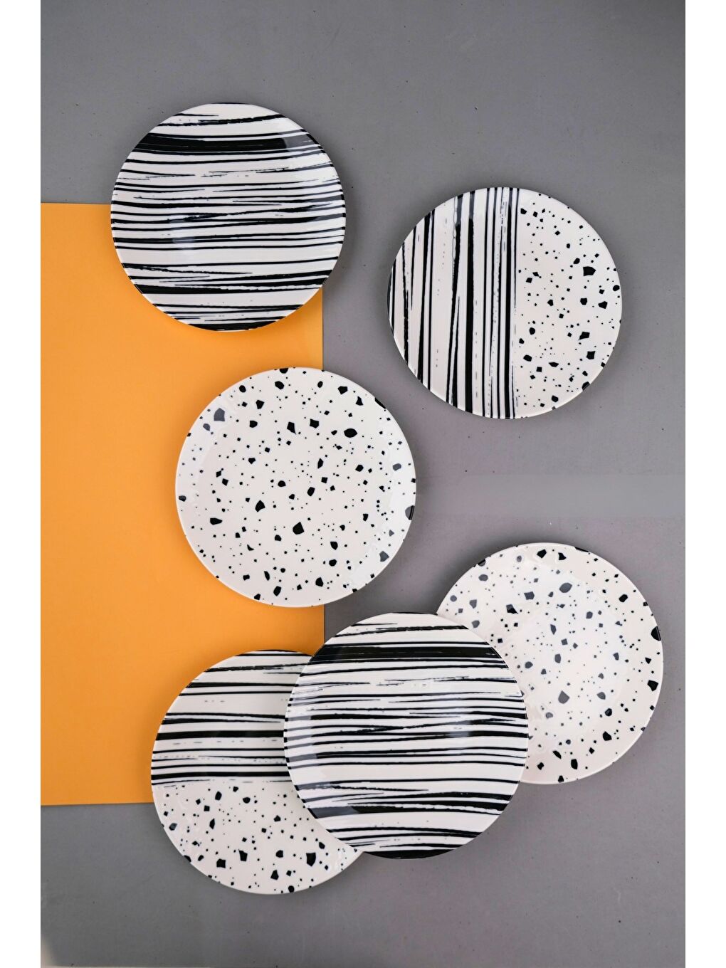 Karışık Porselen Sidereal Karma Pasta Tabağı Seti 19,50cm 6 Kişilik 6 Parça-1