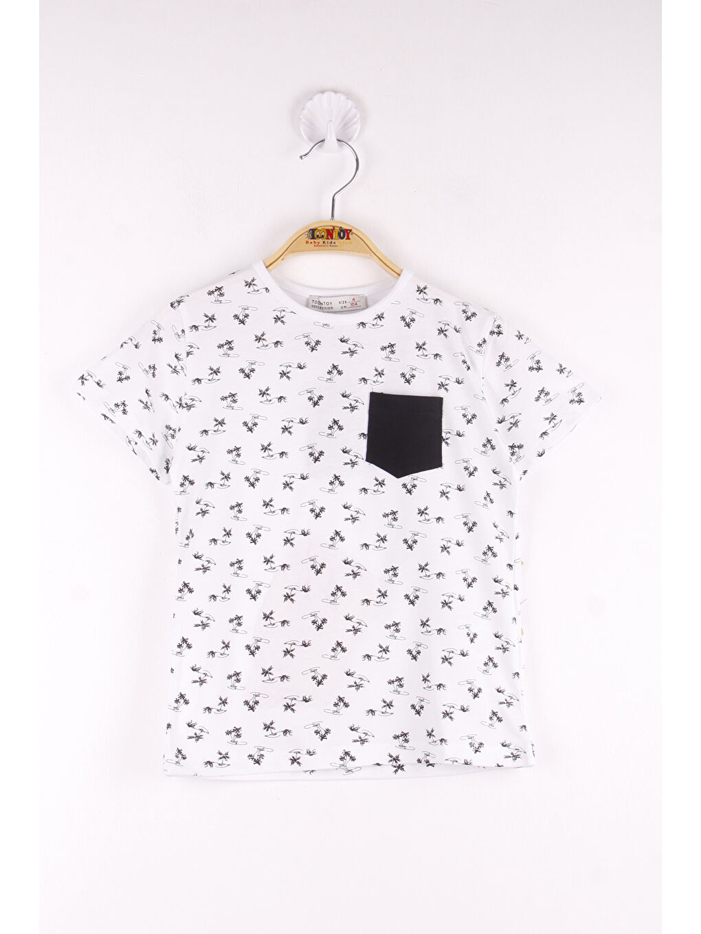 Beyaz Erkek Çocuk Palmiye Baskılı Tişört-2