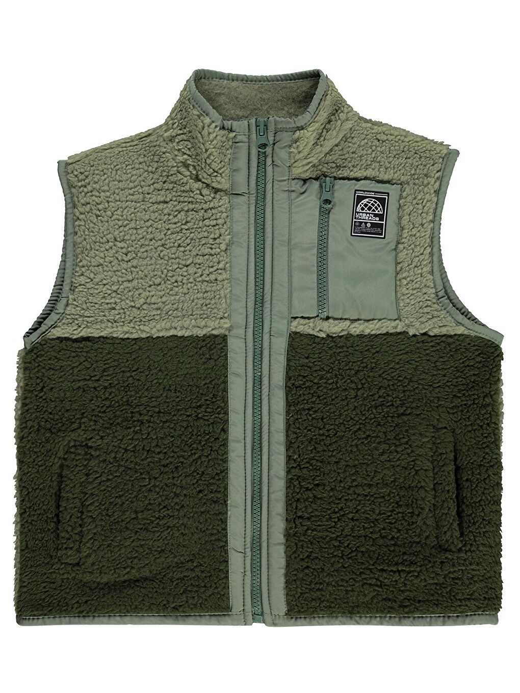 Boys Mikro Cepli Fermuarlı 6-9 Yaş Yelek - Haki 6-7 Yaş