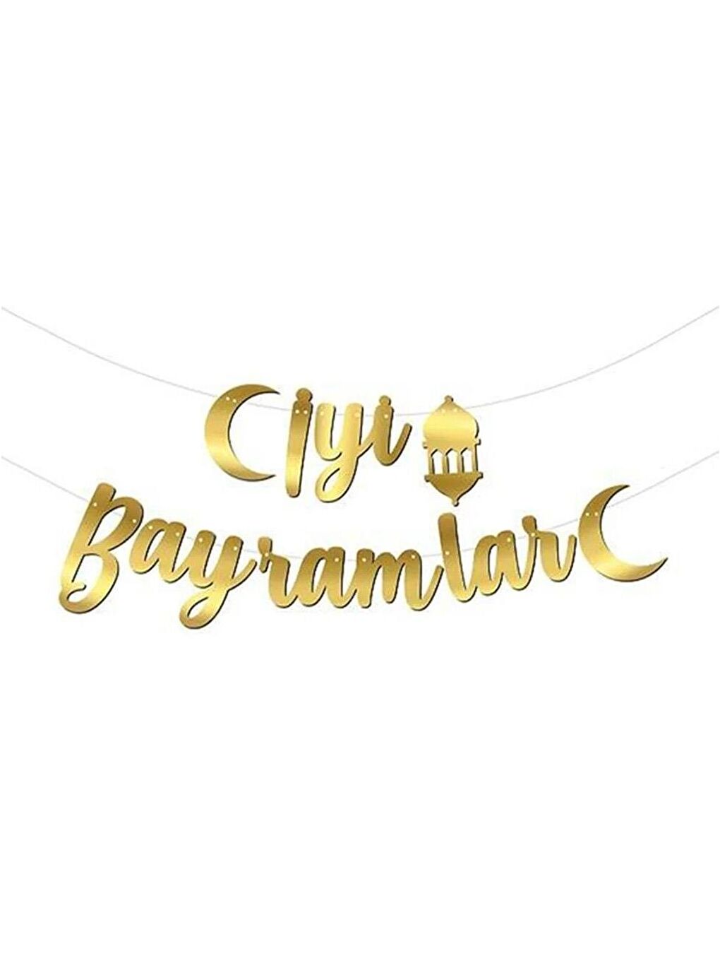 Sarı İyi Bayramlar Kaligrafi Banner Altın-1