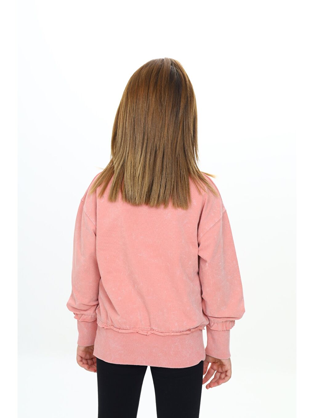 Mercan Kız Çocuk Yıkamalı Nakışlı Sweatshirt-2