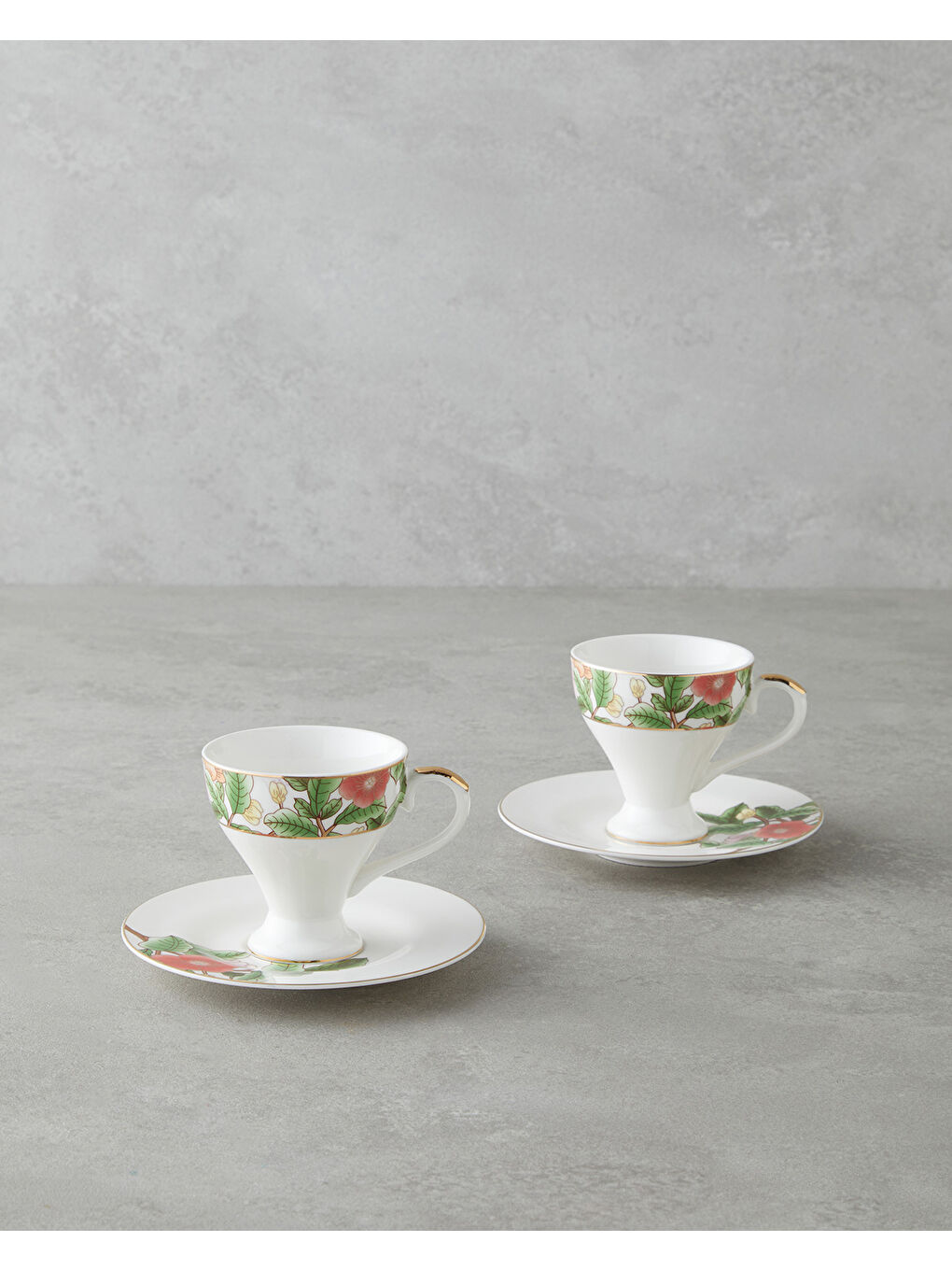Garden Dream New Bone China 4 Parça 2 Kişilik Kahve Fincan Takımı 90 ml Yeşil-Beyaz