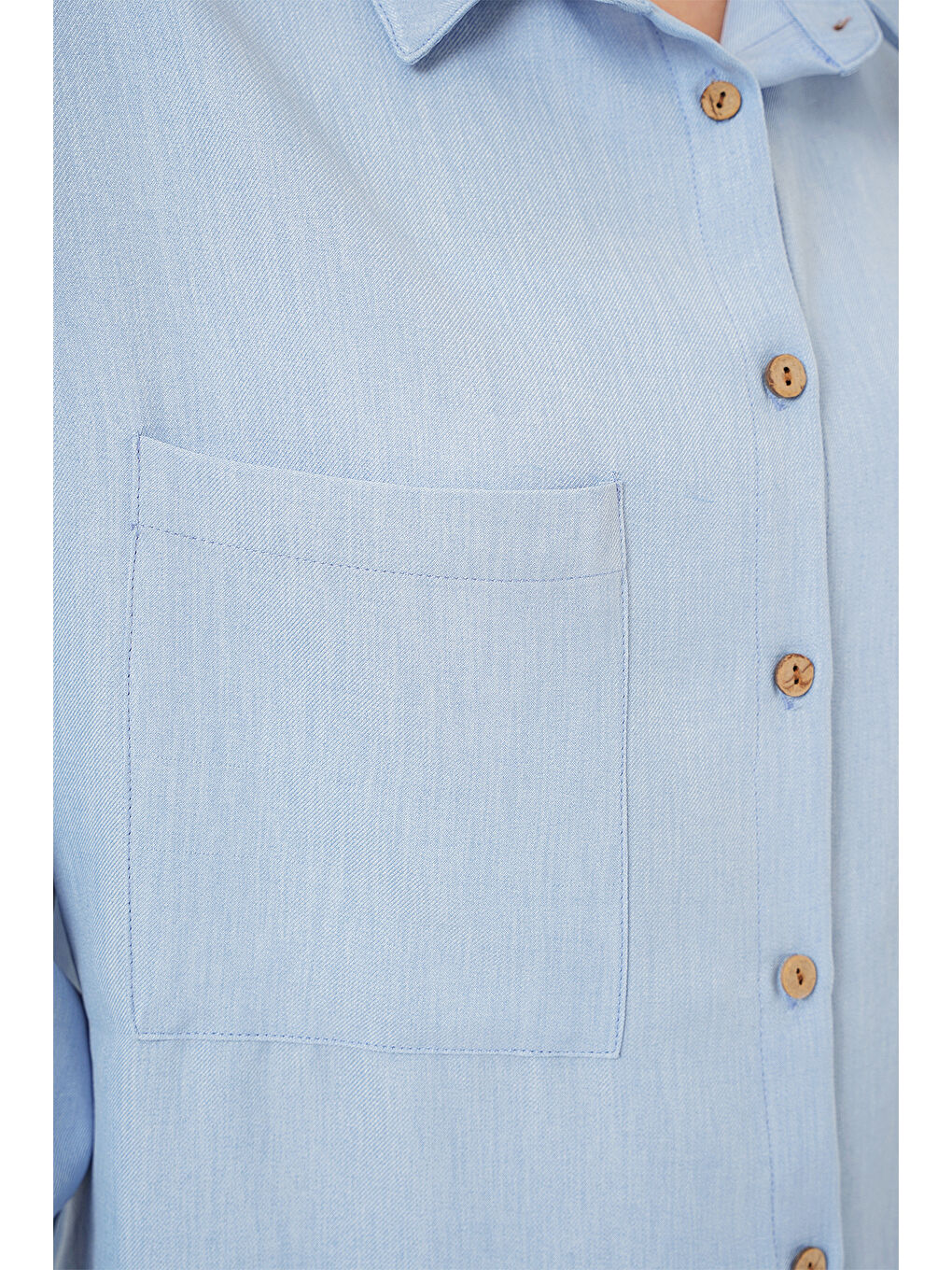 20126 Oversize Keten Gömlek - Mavi-3