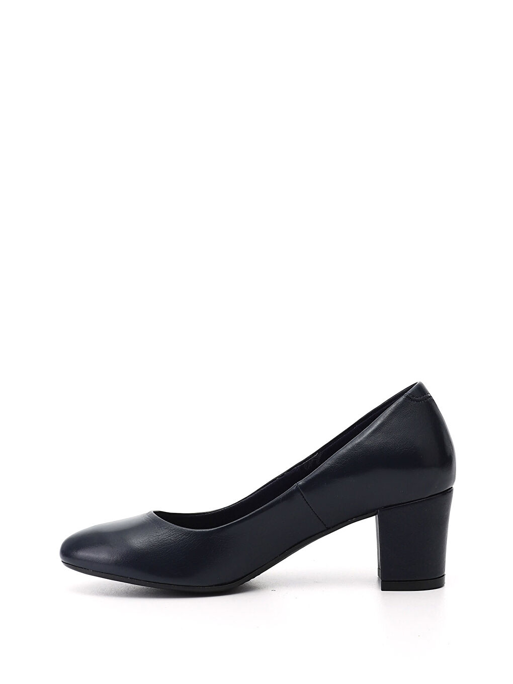 Lacivert Kadın AÇIK LACİVERT Kalın Topuklu Hakiki Deri Ayakkabı-2