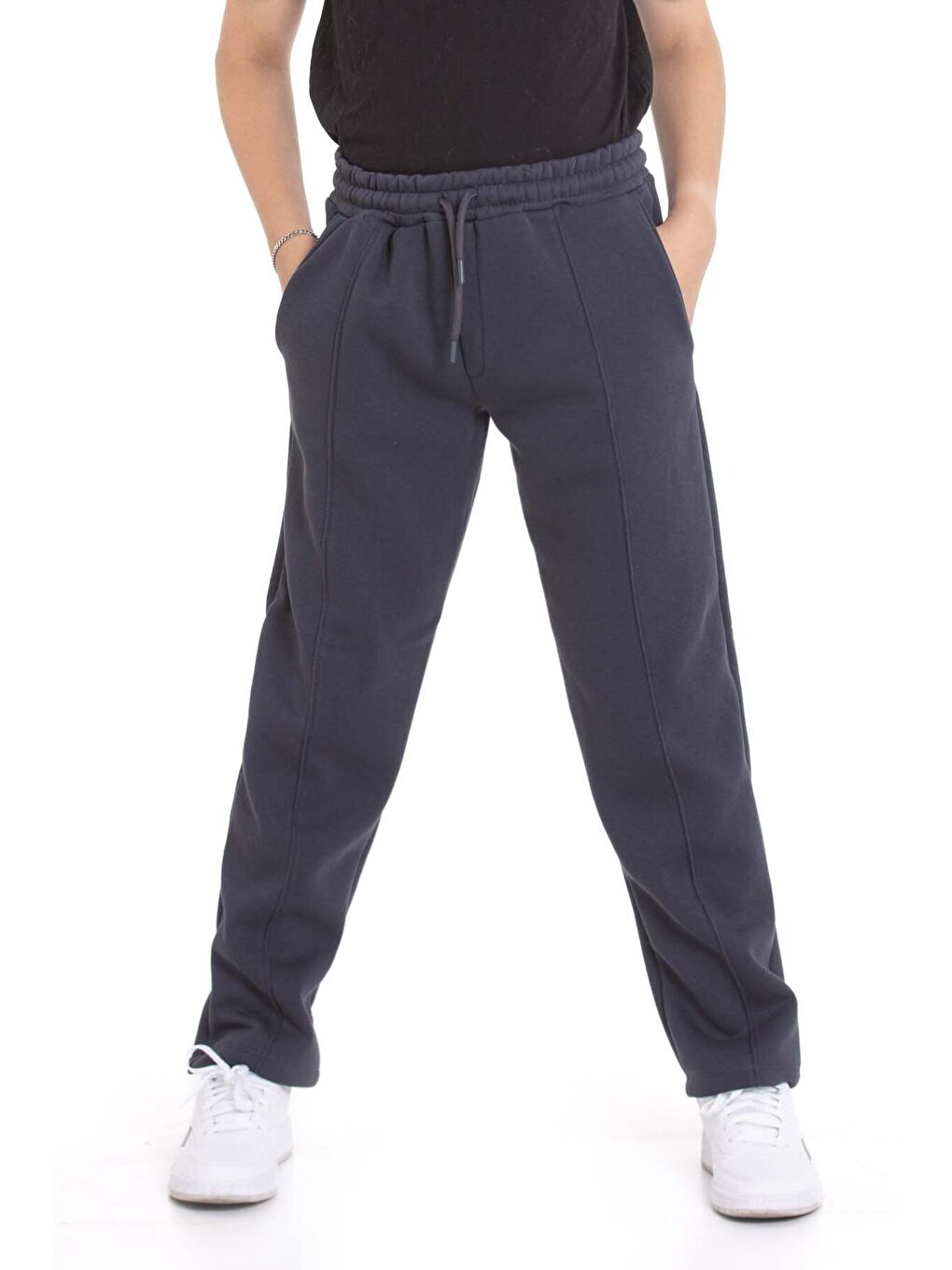 Gri Füme Erkek Çocuk Çima Detaylı Şardonlu Eşofman Altı 21474