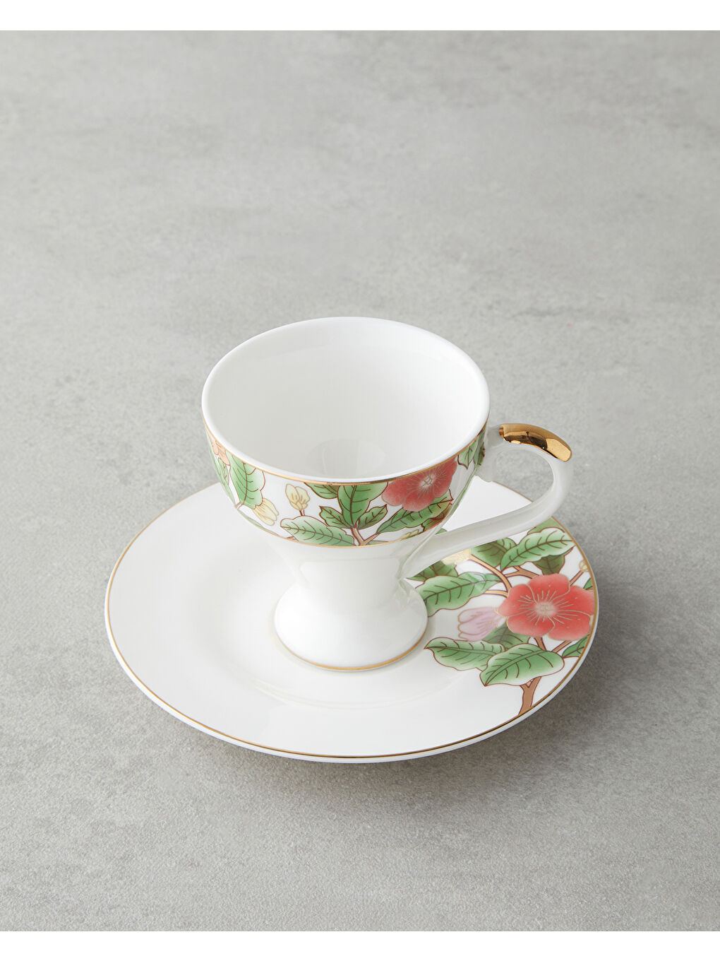Garden Dream New Bone China 4 Parça 2 Kişilik Kahve Fincan Takımı 90 ml Yeşil-Beyaz-2