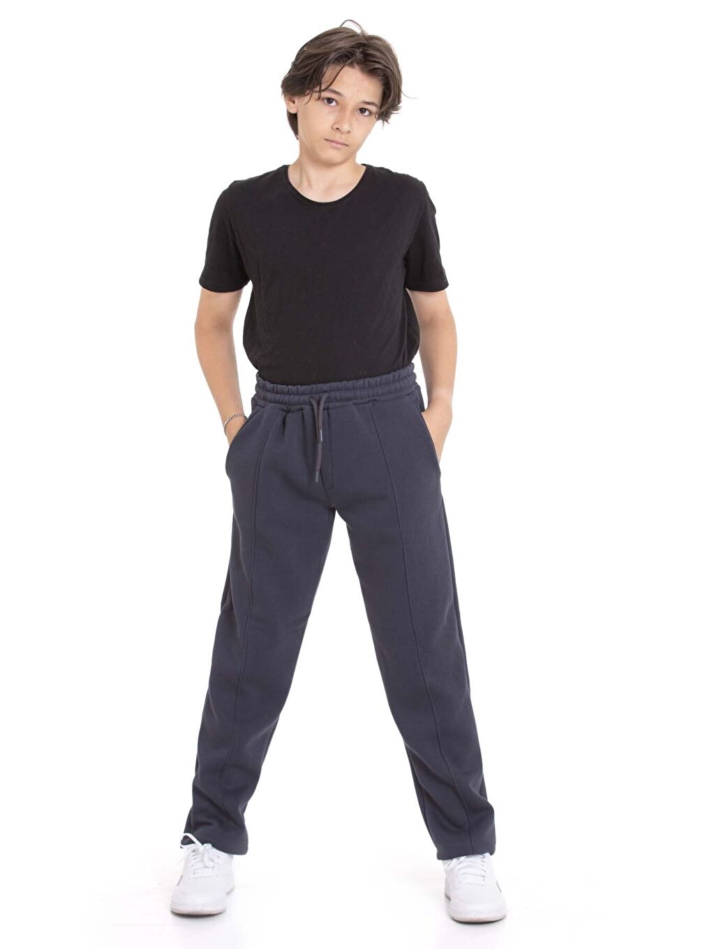 Gri Füme Erkek Çocuk Çima Detaylı Şardonlu Eşofman Altı 21474-1