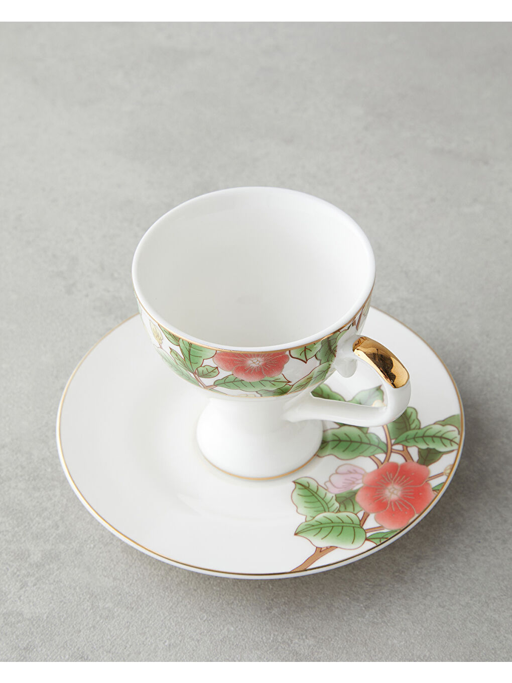 Garden Dream New Bone China 4 Parça 2 Kişilik Kahve Fincan Takımı 90 ml Yeşil-Beyaz-3
