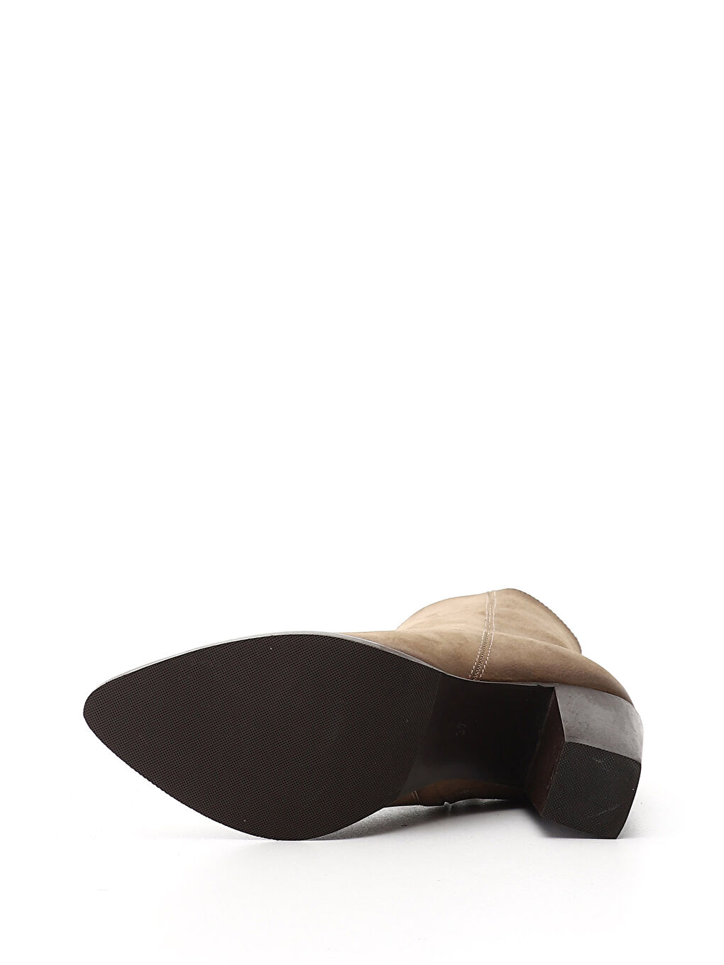 Bej Kadın VİZON Fermuarlı Sivri Burun Hakiki Deri Bot-3