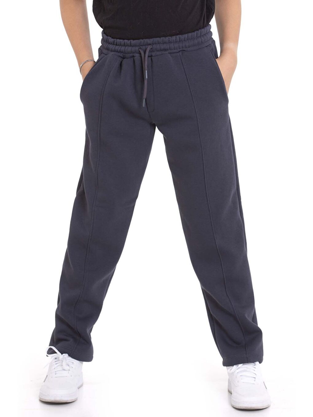 Gri Füme Erkek Çocuk Çima Detaylı Şardonlu Eşofman Altı 21474-3