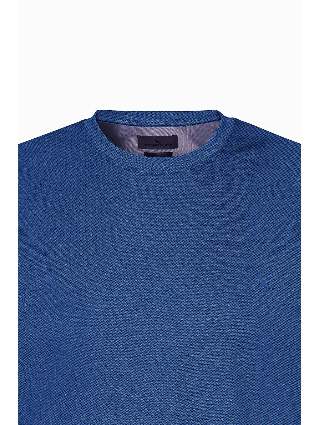 Erkek Lacivert Slim Fit Dar Kesim Bisiklet Yaka Pamuklu Tişört-5