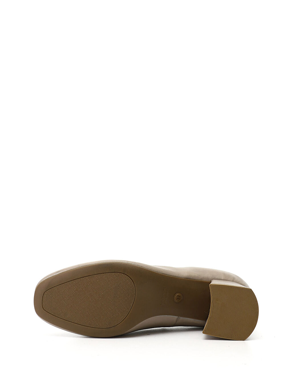 Bej Kadın AÇIK BEJ Küt Burun Kalın Topuklu Hakiki Deri Ayakkabı-3