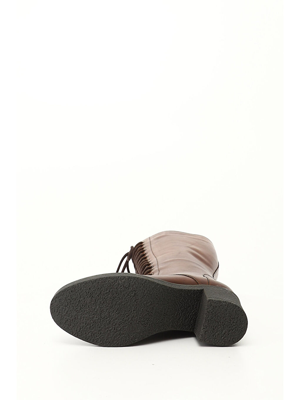 Kahverengi Kadın KAHVERENGİ-TABA Fermuarlı Kalın Topuklu Hakiki Deri Postal Çizme-3