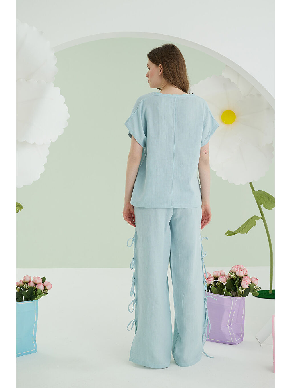 Mavi Ripper Müslin Pijama Takımı-3