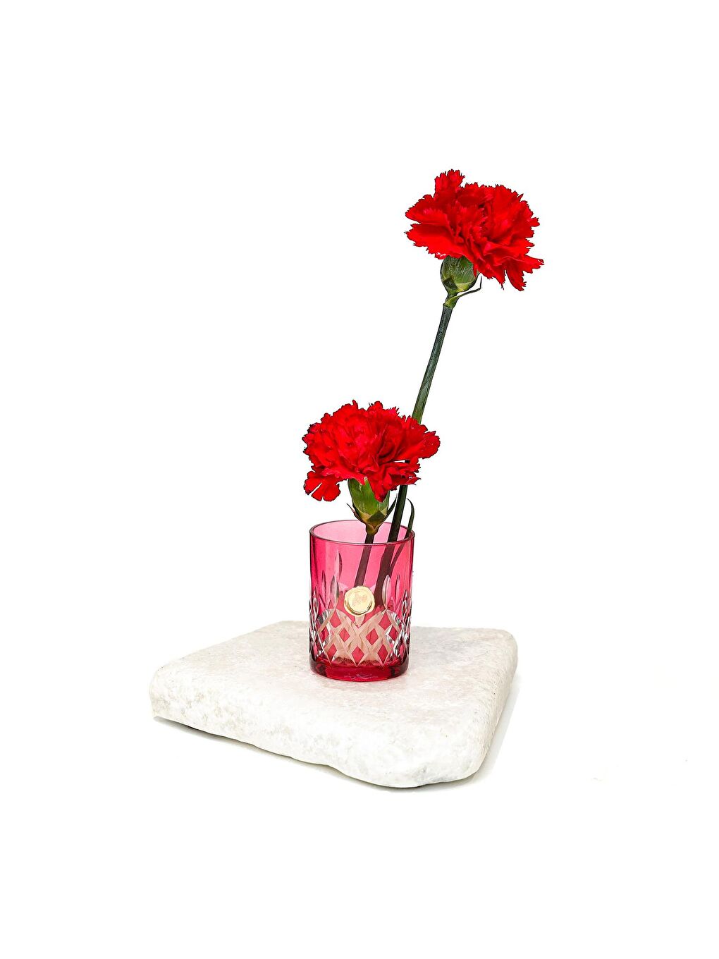 Flora Design- Minimal Kırmızı Kesme Cam Vazo