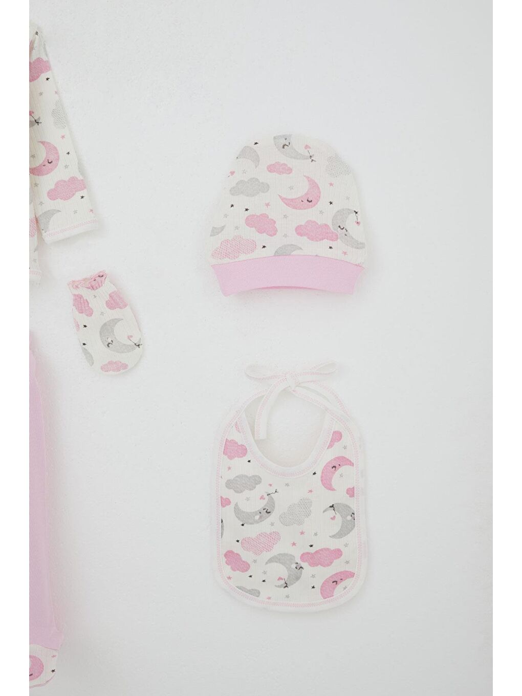 Kız Bebek Hastane Çıkışı 5 Li Gökyüzü Temalı Uykucu Ay Desenli Ekru (0-3 Ay)-4