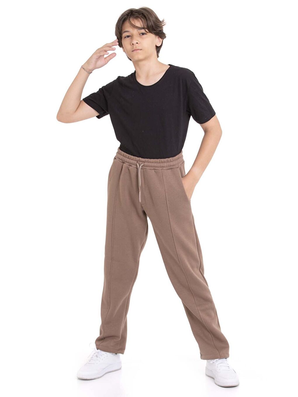 Kahverengi Erkek Çocuk Çima Detaylı Şardonlu Eşofman Altı 21472-1