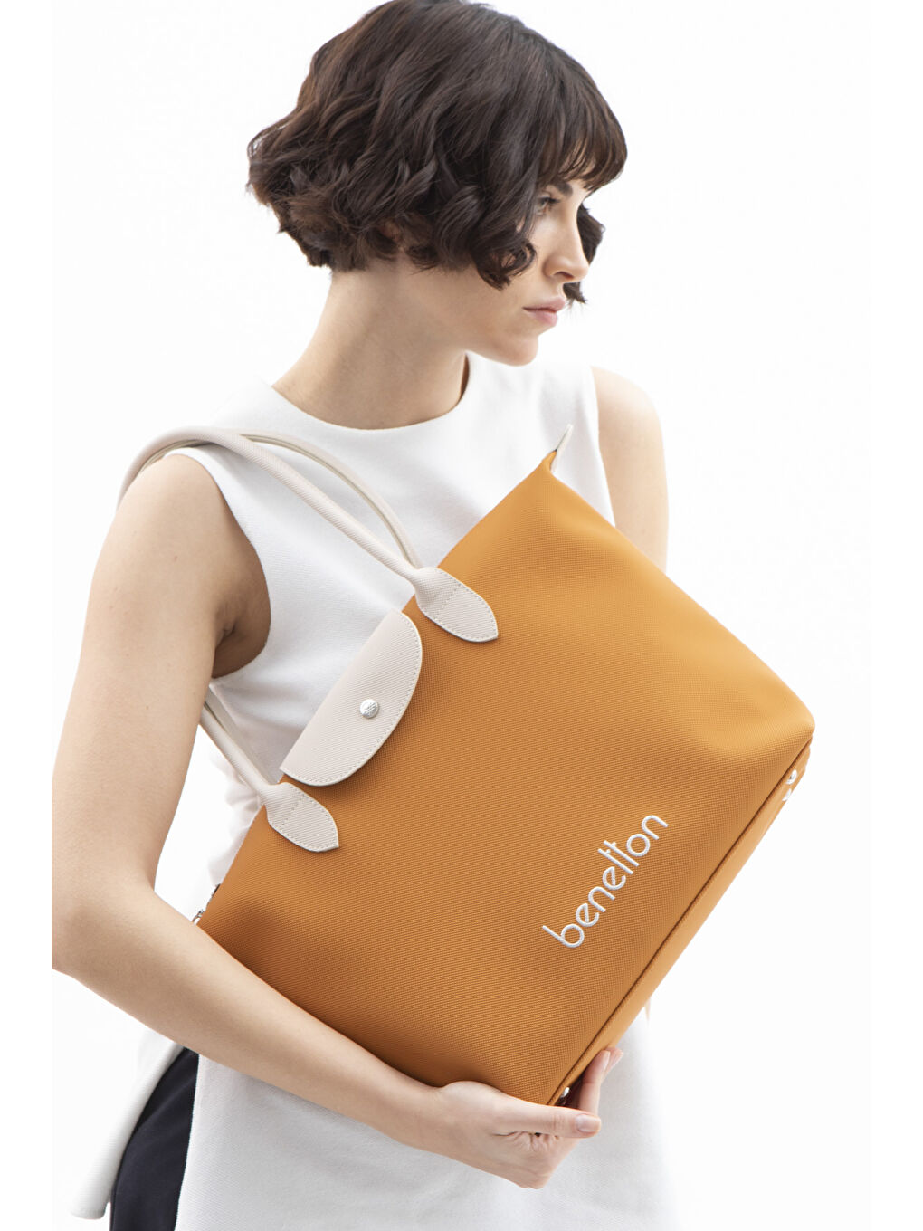 Kahverengi Kadin Kol Çantasi Hardal-Bej BNT1611-1