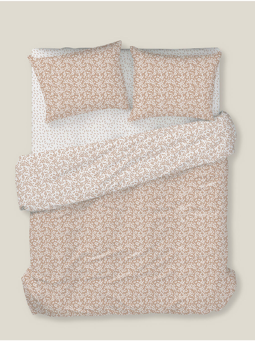 Pembe Lara Bloom Çift Kişilik Çarşaflı Nevresim Takımı 200x220 cm Pudra