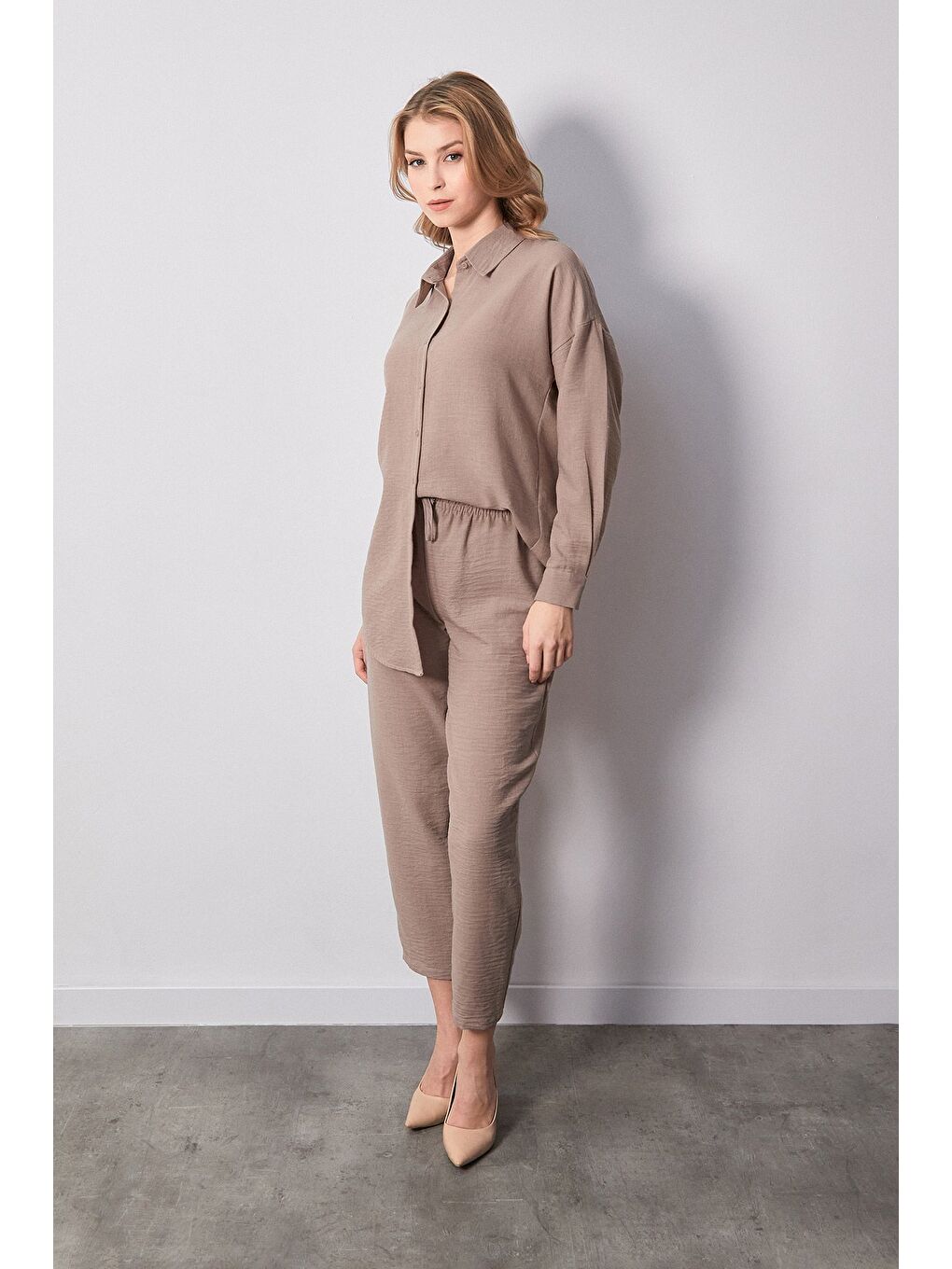 Bej Fullamodest Basic İkili Keten Takım-3