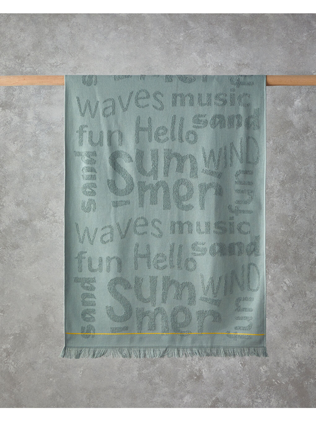 Yeşil Dynamic Word Pamuklu Plaj Havlusu 70x140 cm Sage