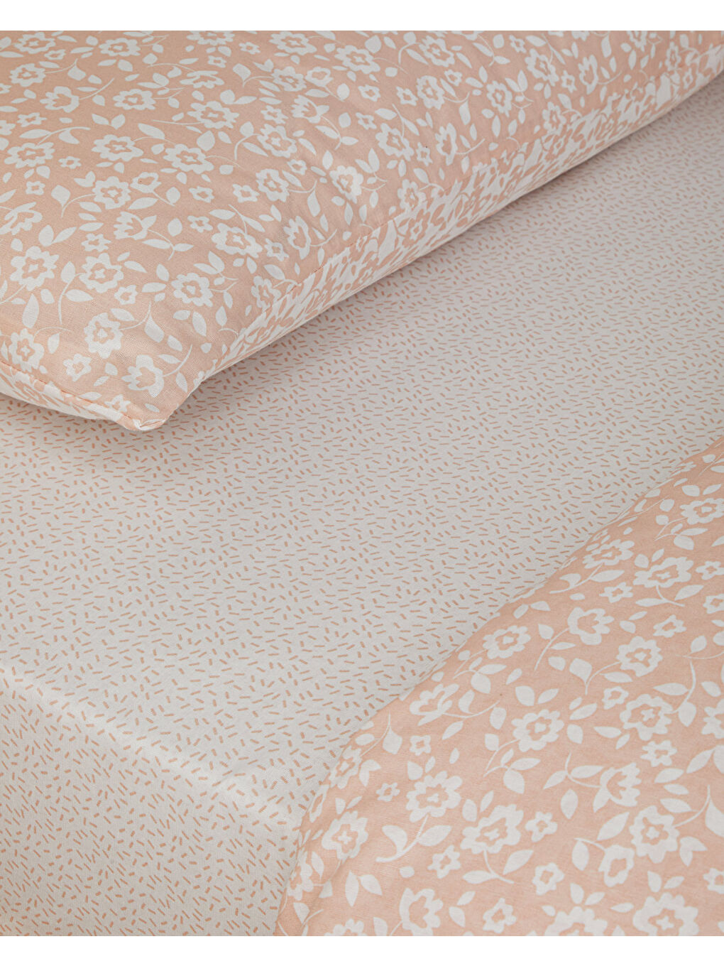 Pembe Lara Bloom Çift Kişilik Çarşaflı Nevresim Takımı 200x220 cm Pudra-2