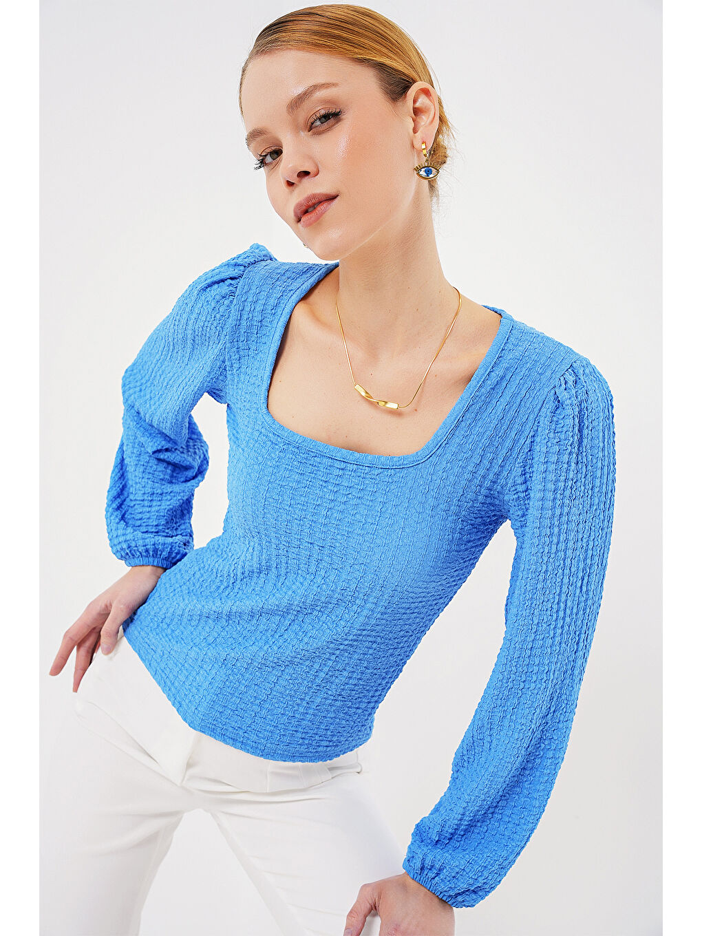 Mavi 0442 Uzun Kollu Bluz - Saks