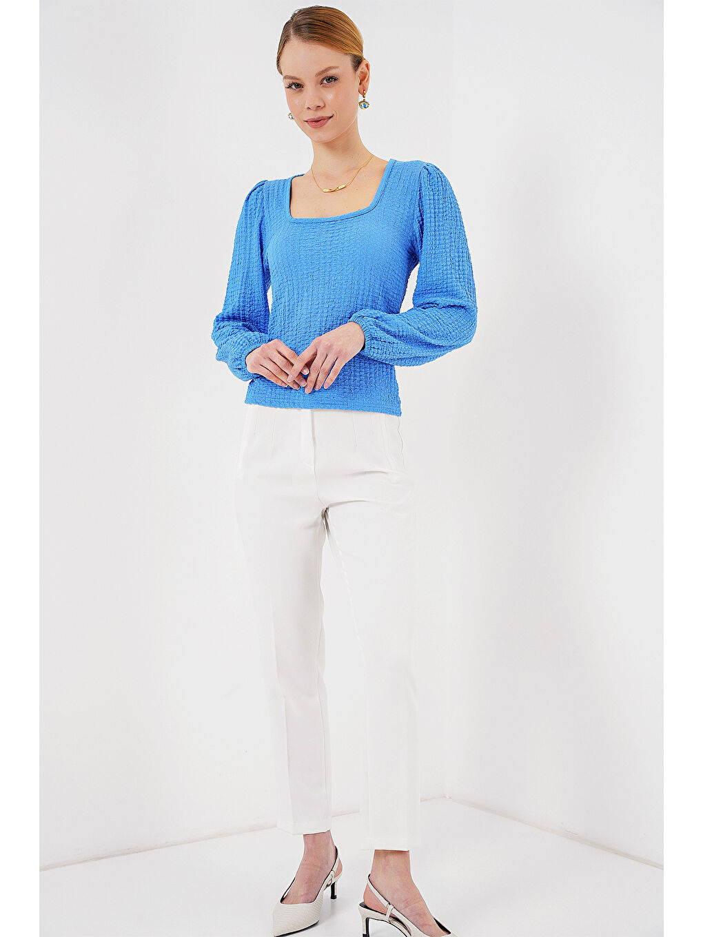 Mavi 0442 Uzun Kollu Bluz - Saks-1